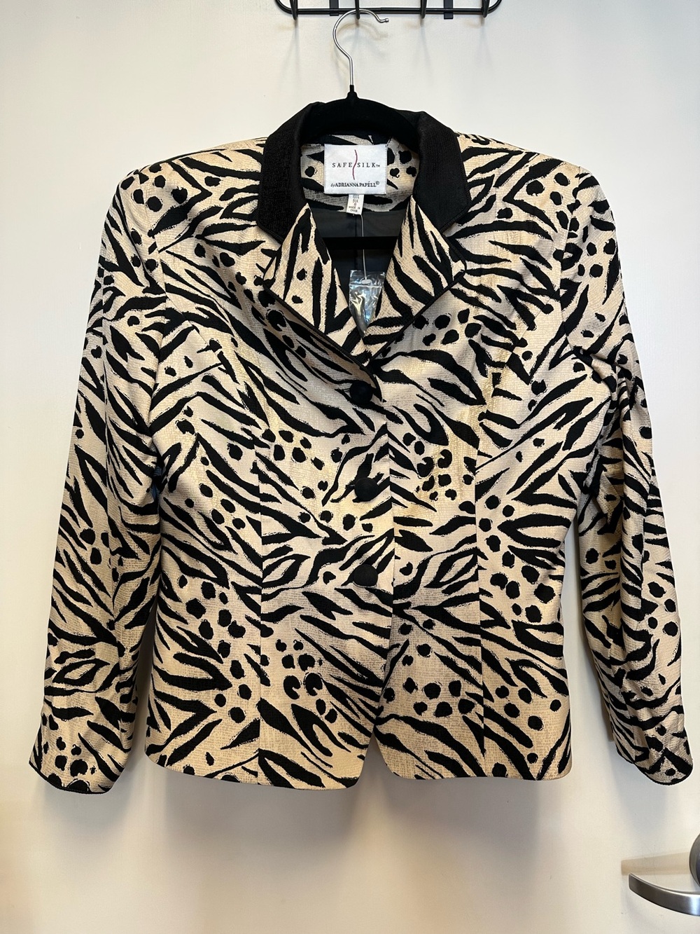 Adrianna Papell Black & Cream Animal Print Blazer